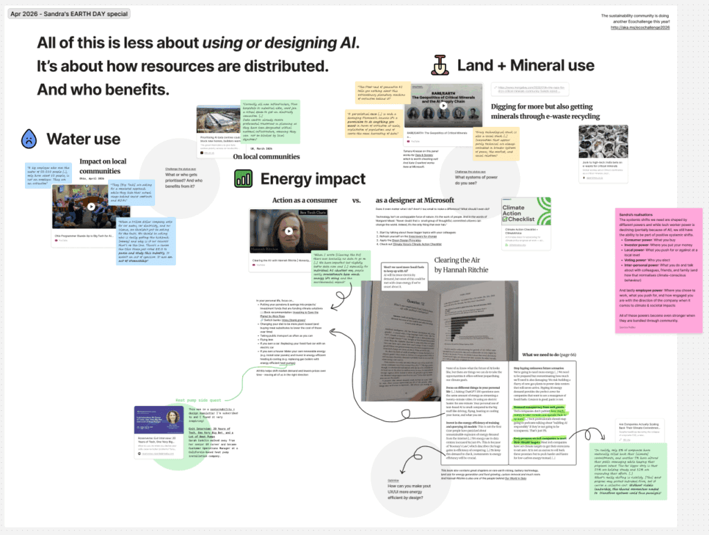 Board with resources, quotes, reflection questions, and action ideas around how resources are distributed in relation to AI